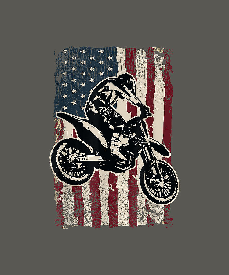Motocross Dirt Bike Patriotic American Flag Biker Gift Digital Art by ...