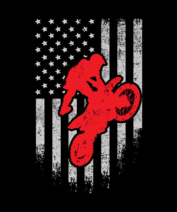 Flag Digital Art - Motocross Dirt Bike USA American Flag by Jacob Zelazny