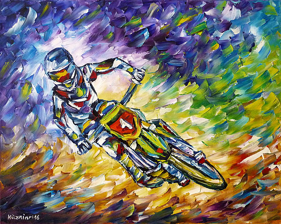 Motocross I Painting by Mirek Kuzniar