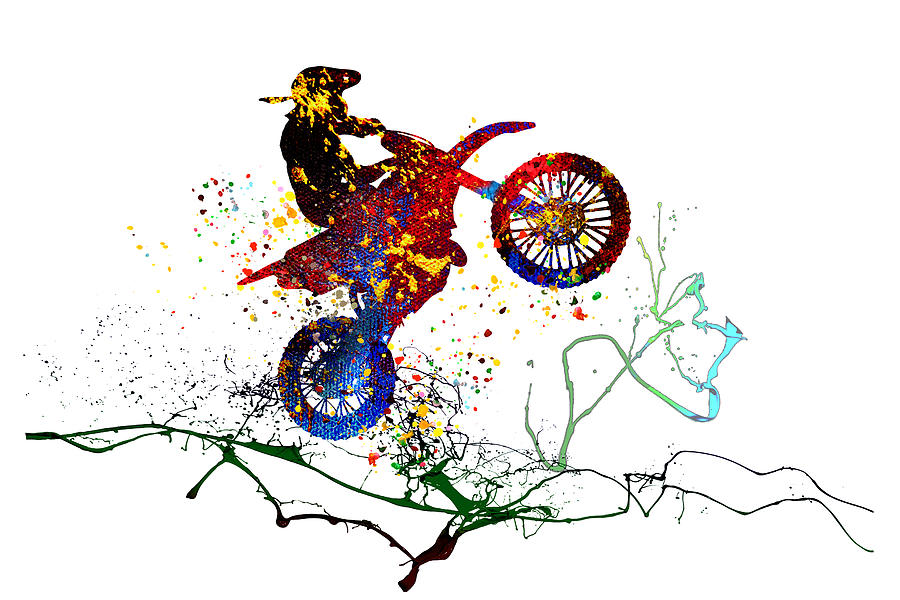 Motocross Passion Painting by Miki De Goodaboom