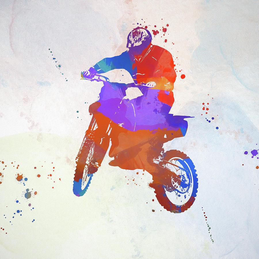 Motocross Rider Color Splash Painting by Dan Sproul