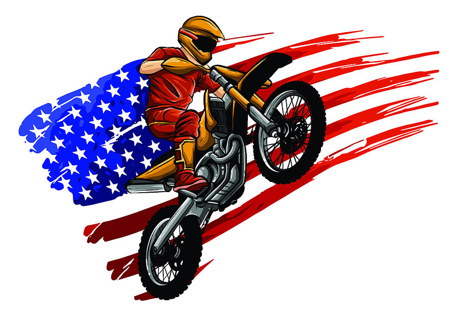 Vector Illustration of Motocross Rider or Racer Take a Turn and Overtake at  Race in Cartoon Style Full Color Stock Vector - Illustration of dangerous,  engine: 222424401