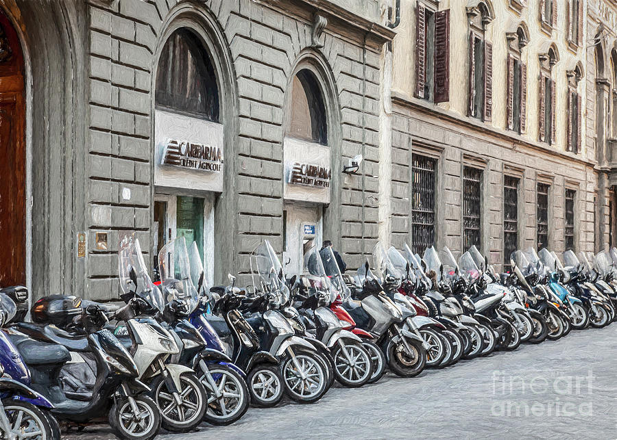 Motor scooters in Florence Photograph by Liz Leyden