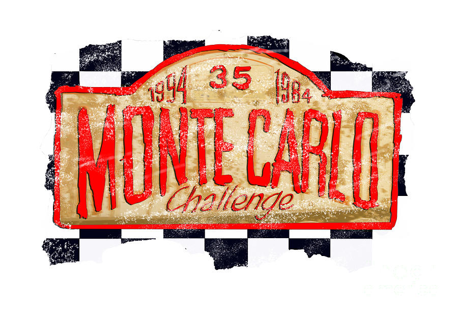 Car Digital Art - motor sport design Monte Carlo on chequered flag    by Tom Conway