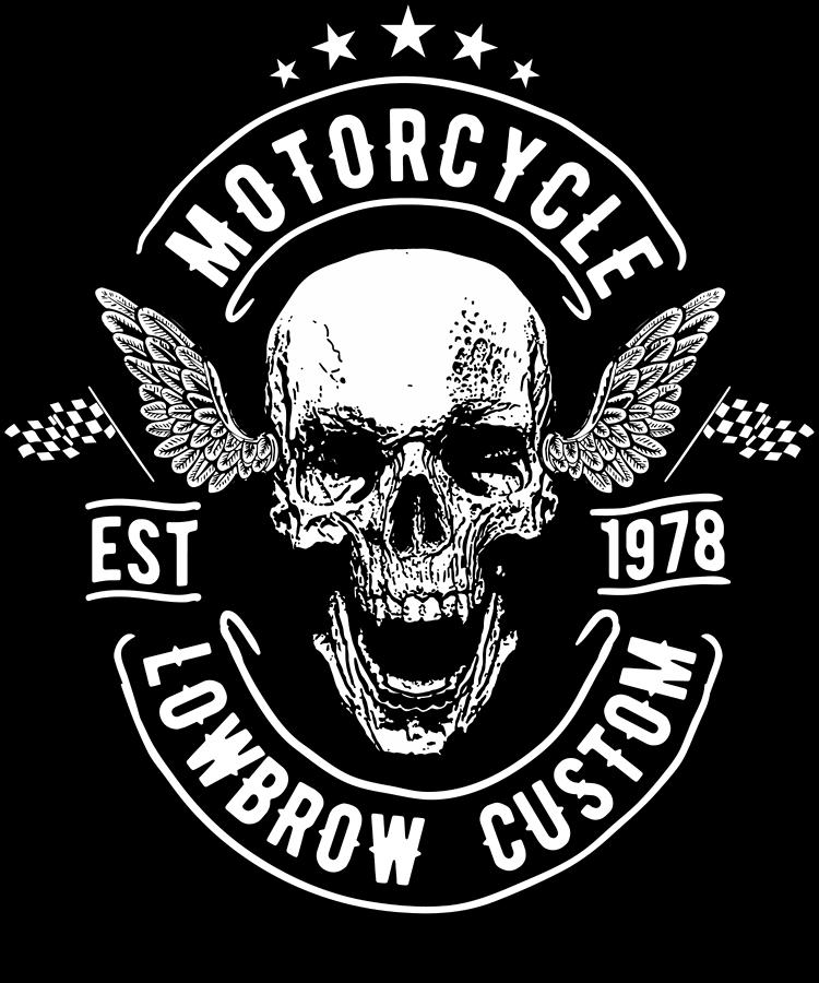 Skull Digital Art - Motorcycle Blowbrow Custom EST 1978 by Jacob Zelazny