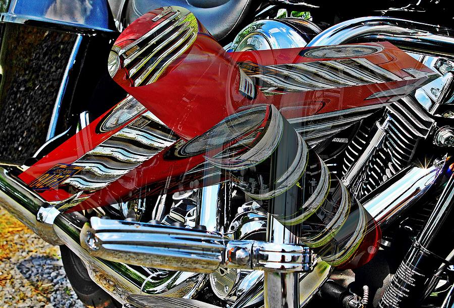 Motorcycle engine with a 3D cylinder box Digital Art by Karl Rose