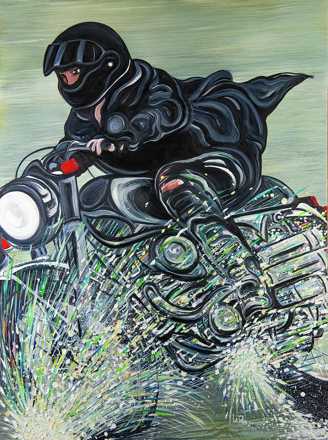 Motorcycle Girl Painting