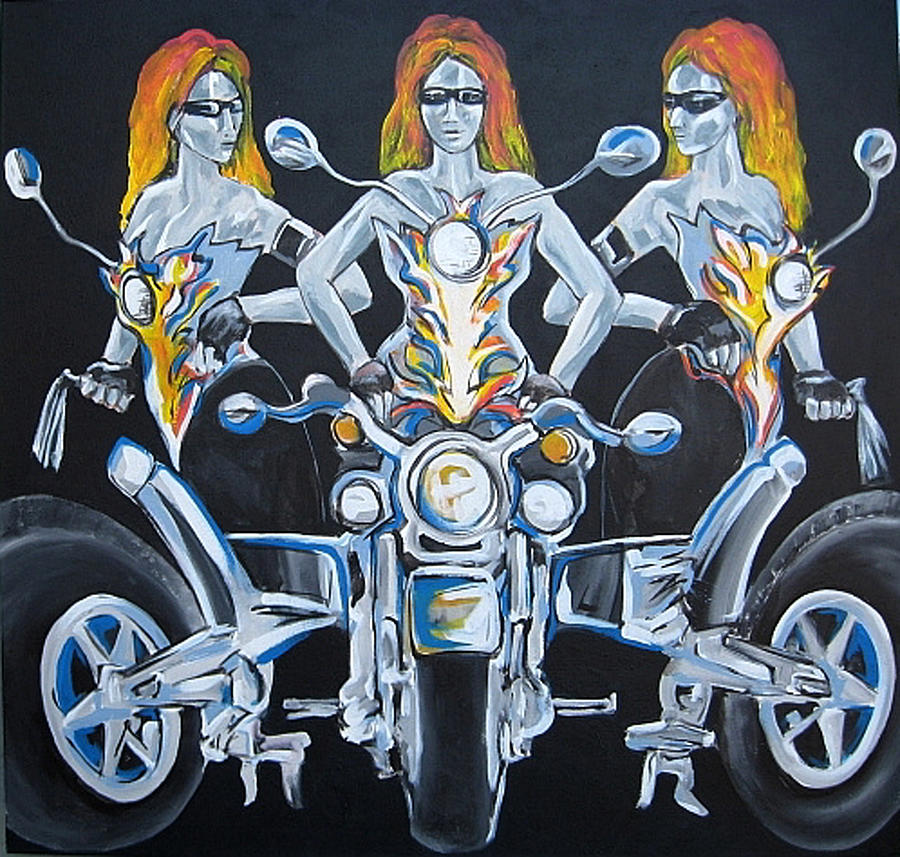 Abstract Painting - Motorcycle Graces  1 by Keith Theriot