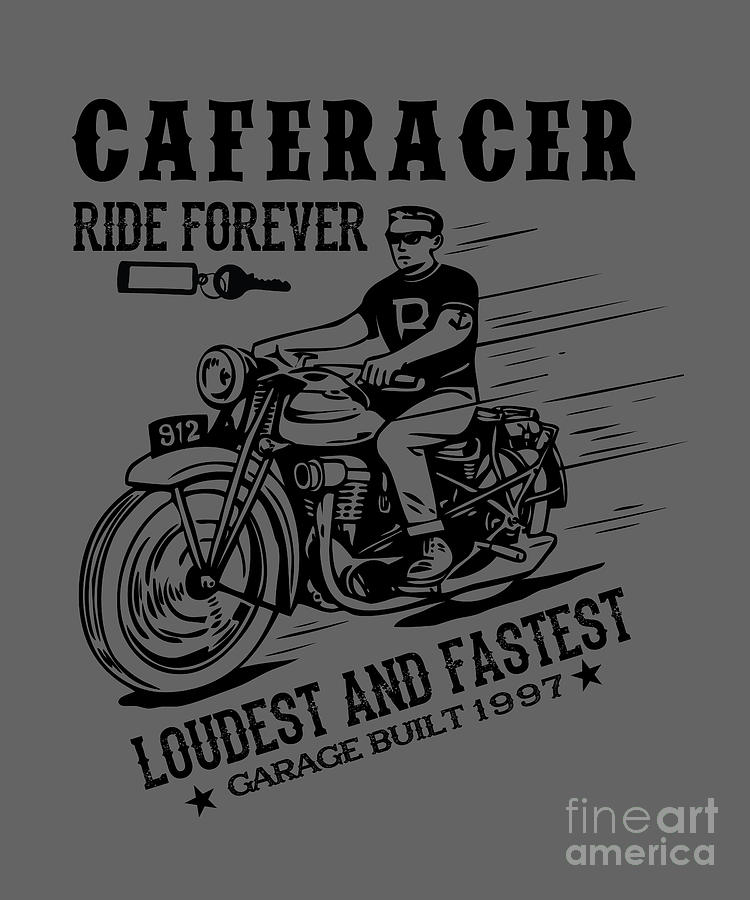 Motorcycle Digital Art - Motorcycle Lover Gift Cafe Racer Biker by Jeff Creation