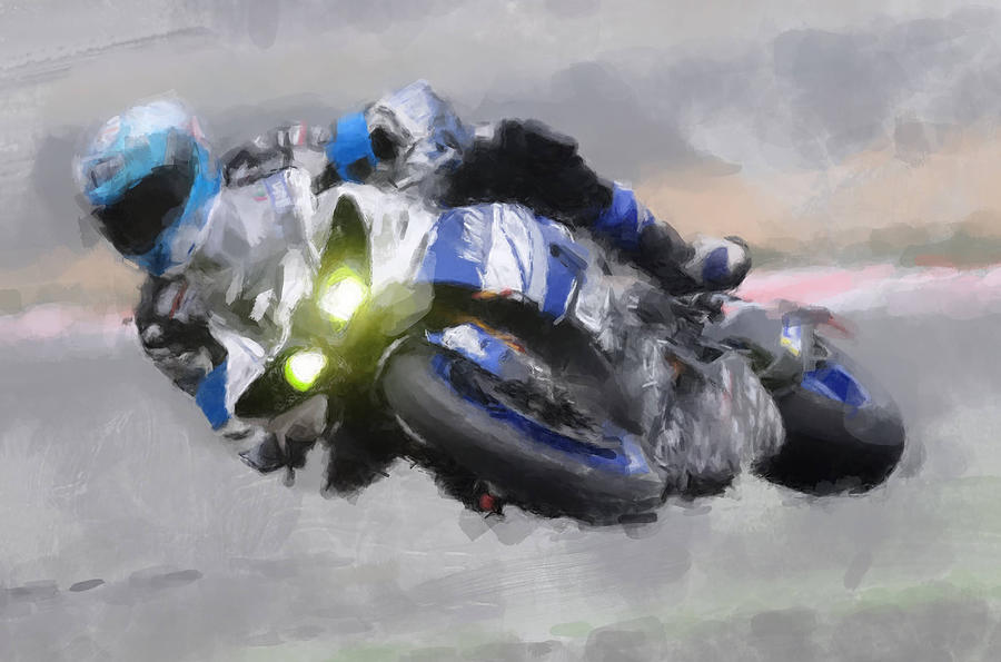 Motorcycle Racer Painting by Gary Arnold