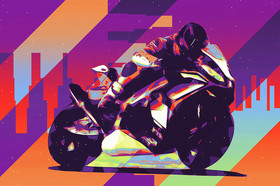 Motorcycle Racer Modern Art Digital Art by Ron Grafe
