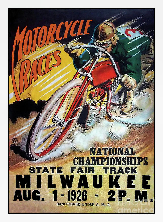 Motorcycle Races 1926 Drawing by Jon Neidert