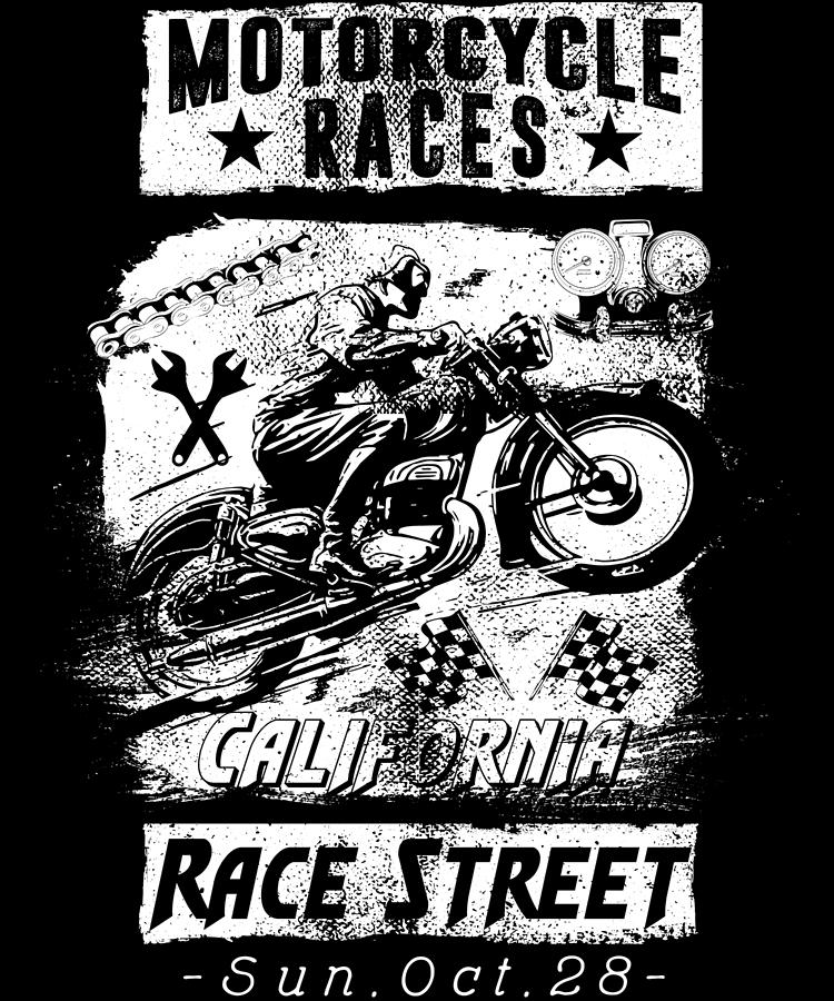 Vintage Digital Art - Motorcycle Races California Race Street by Jacob Zelazny