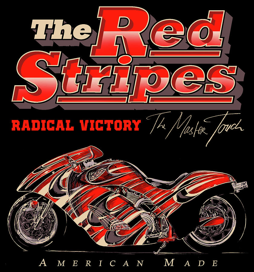 Motorcycle Red Stripes Digital Art by Long Shot