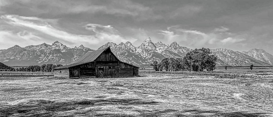 Moulton Barn Panorama Black and White Photograph by Judy Vincent