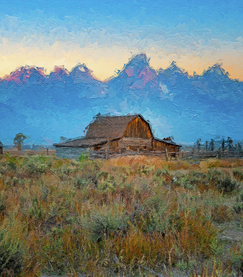 Moulton Barn Sunrise Painting Painting by Dan Sproul