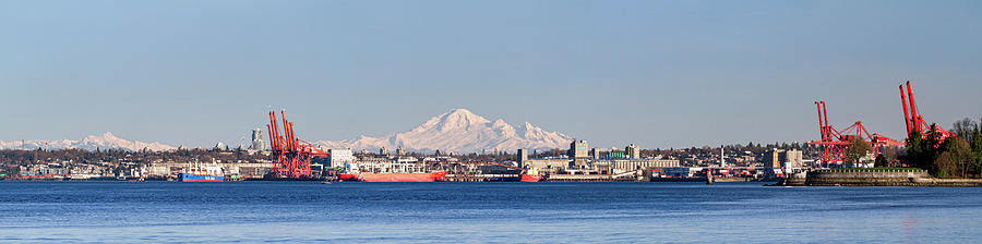 Mount Baker and Port of Vancouver Photograph by Michael Russell