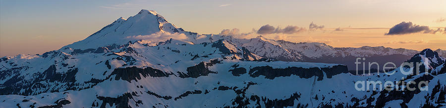 Mount Baker and Table Mountain Sunset Light Panorama Photograph by Mike Reid