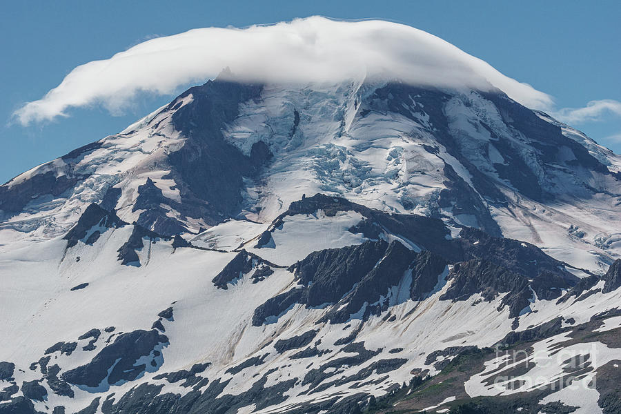 Summer Photograph - Mount Baker North Face with Cloud Cap by Nancy Gleason
