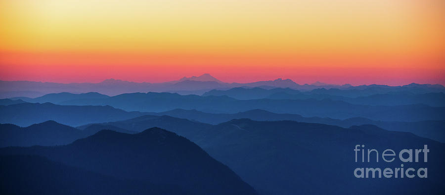 Mount Rainier National Park Photograph - Mount Baker Sunset Layers Panorama by Mike Reid
