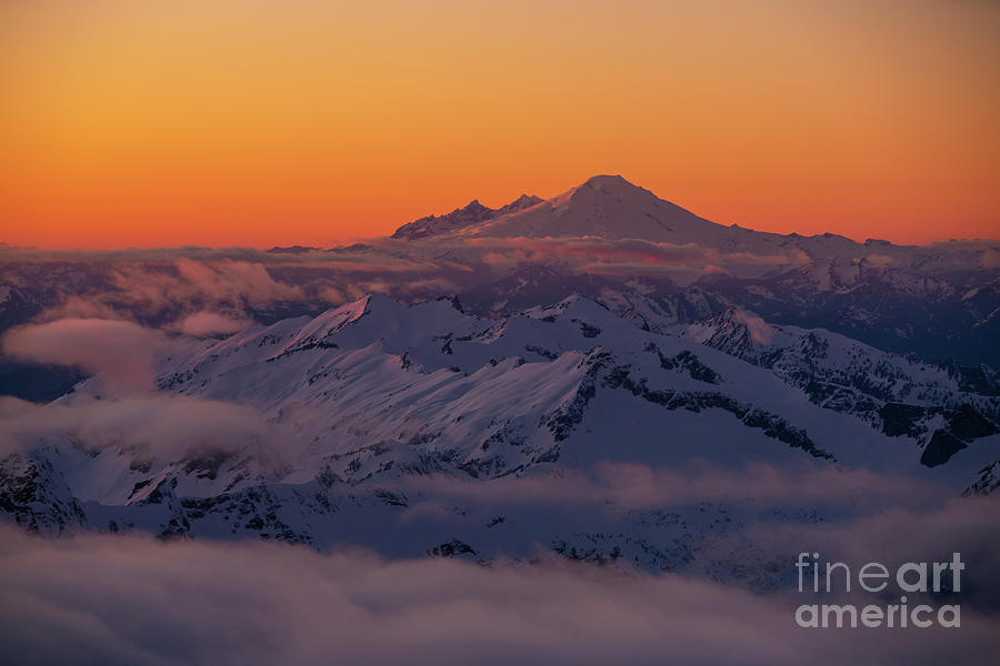 Mount Baker Sunset Light Aerial Photograph by Mike Reid - Fine Art America