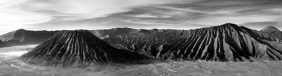 Mount Bromo sunrise mist indonesia black and white Photograph by Sonny Ryse