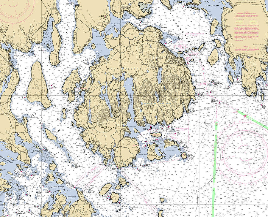 Mount Desert Island Horizontal, Custom Chart Digital Art By Nautical 