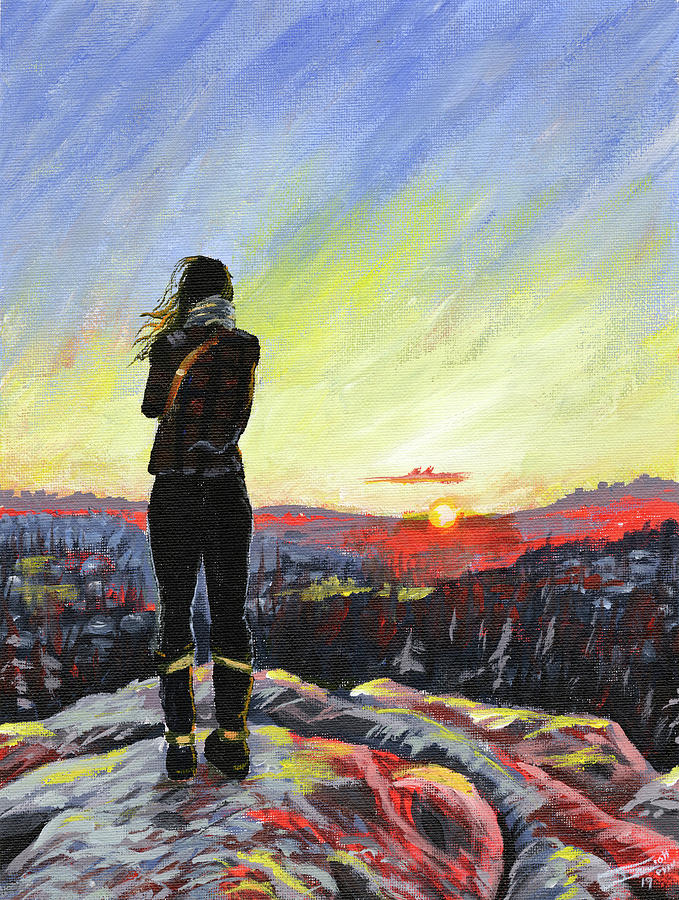 Mount Doug Sunset Painting by Scott Dewis