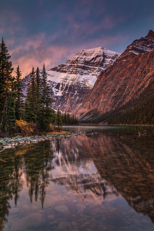 Mount Edith Cavell at Dawn in the Canadian Rockies. Photograph by Pierre Leclerc Photography