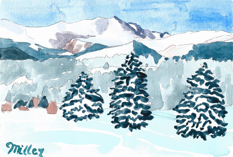 Mount Evans Christmas Painting by Dan Miller