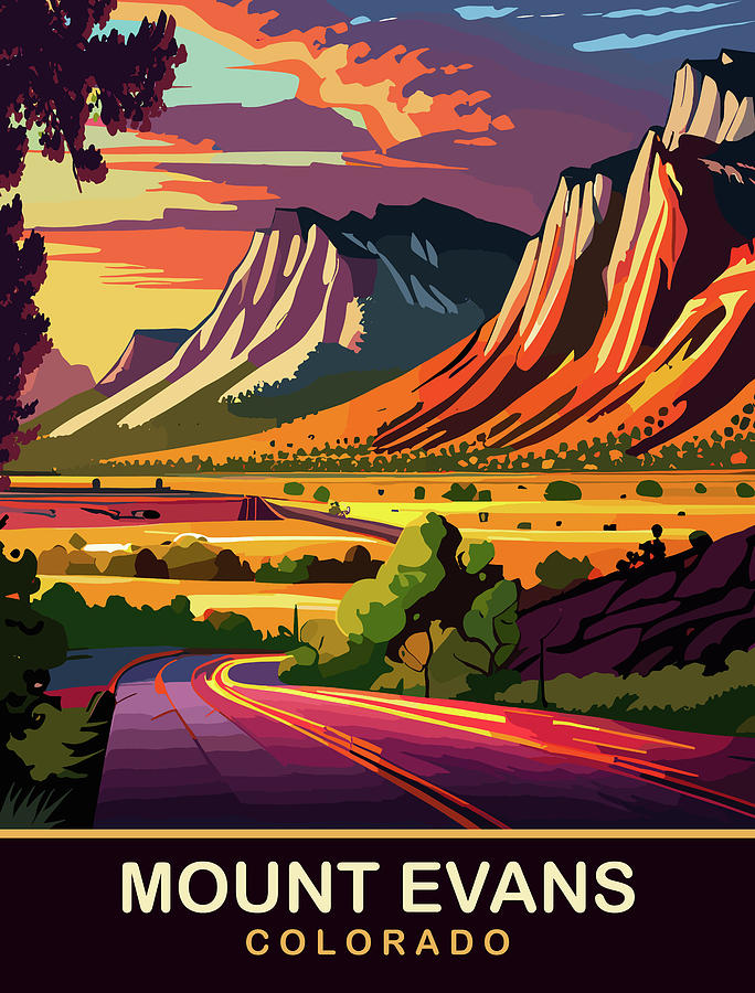 Sunset Digital Art - Mount Evans, Colorado by Long Shot