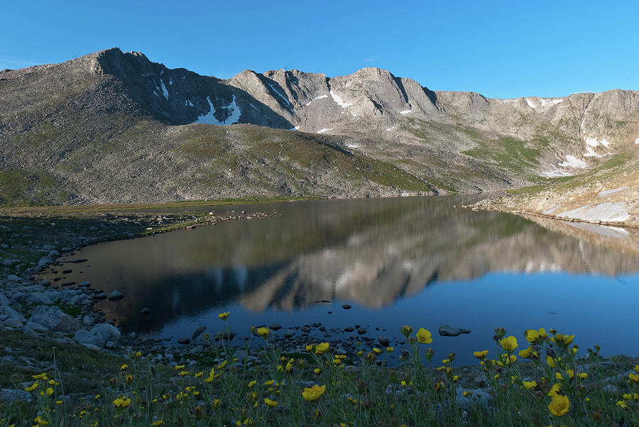 Mount Evans with Summit Lake Summer Landscape Photograph by Cascade Colors