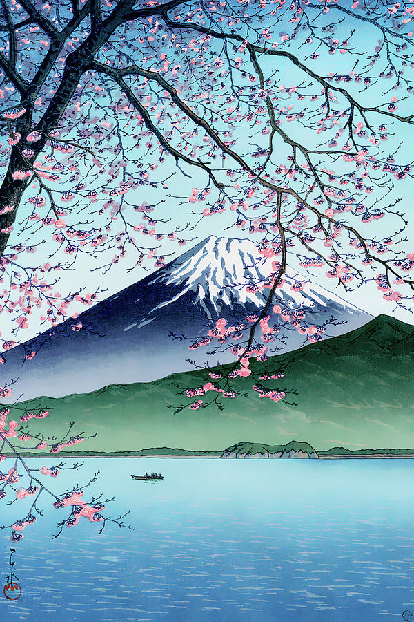 Mount Fuji from Kishio Digital Art by Kawase Hasui - Pixels