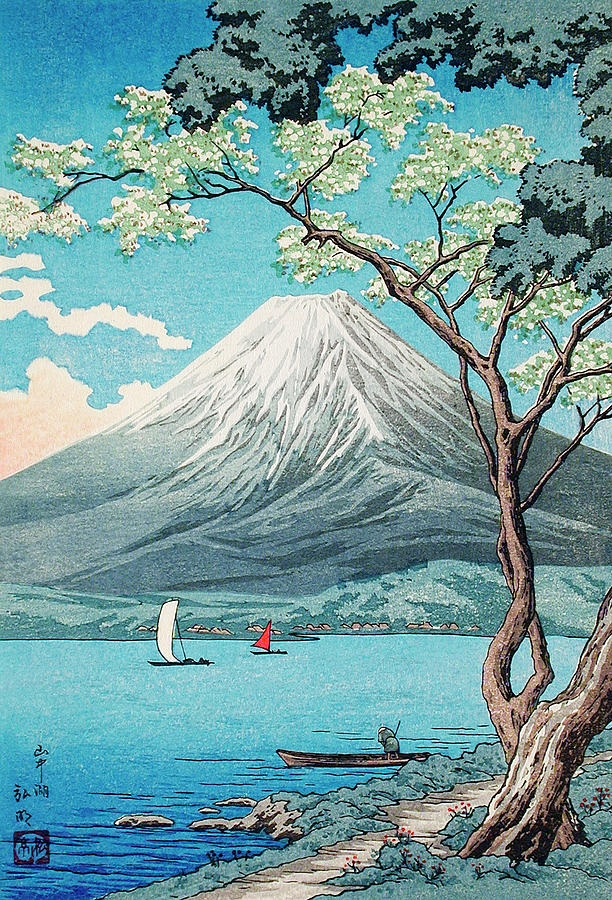 Mount Fuji From Lake Yamanaka Print By Hiroaki Takahashi Digital Art By   Mount Fuji From Lake Yamanaka Print By Hiroaki Takahashi Shawn Moore 