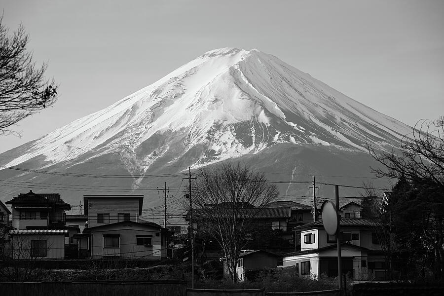 Mount Fuji in Black and White - Fujikawaguchiko Village View Photograph by Matthias Hauser Mount Fuji in Black and White - Fujikawaguchiko Village View Photograph by Matthias Hauser