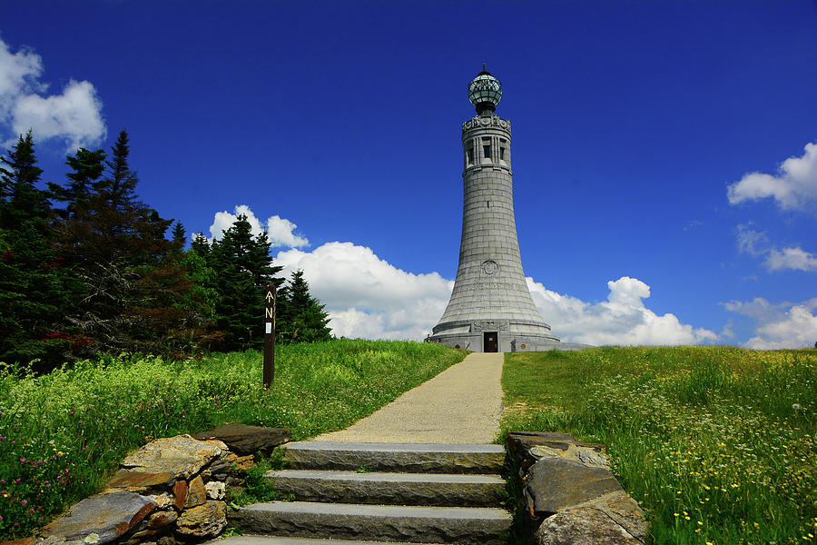 Mount Greylock Memorial Tower from The Appalachian Trail With Spring Wildflowers Photograph by Raymond Salani III
