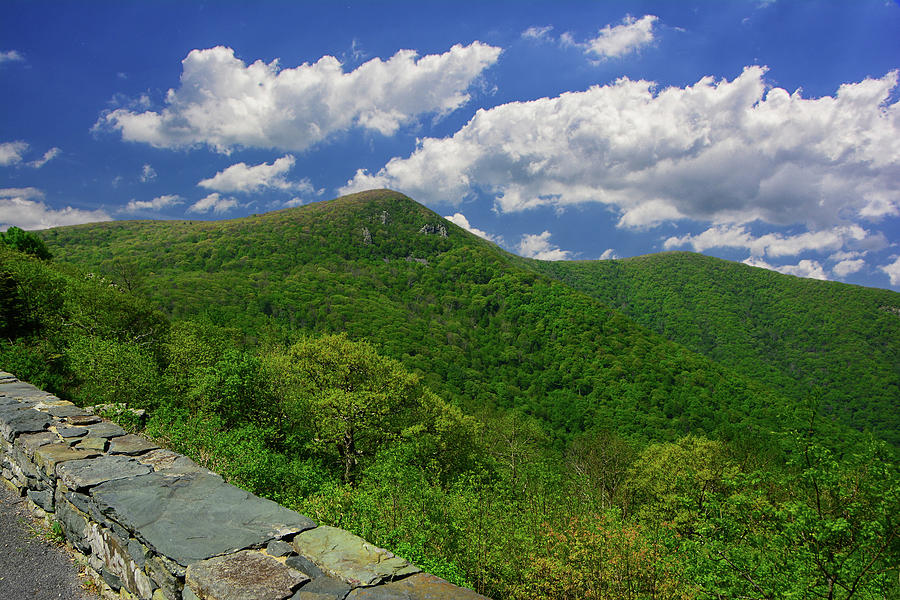 Mount Hawksbill from Crescent Rock Over lock Along Skyland Drive in Shenandoah with Thermal Clouds Photograph by Raymond Salani III