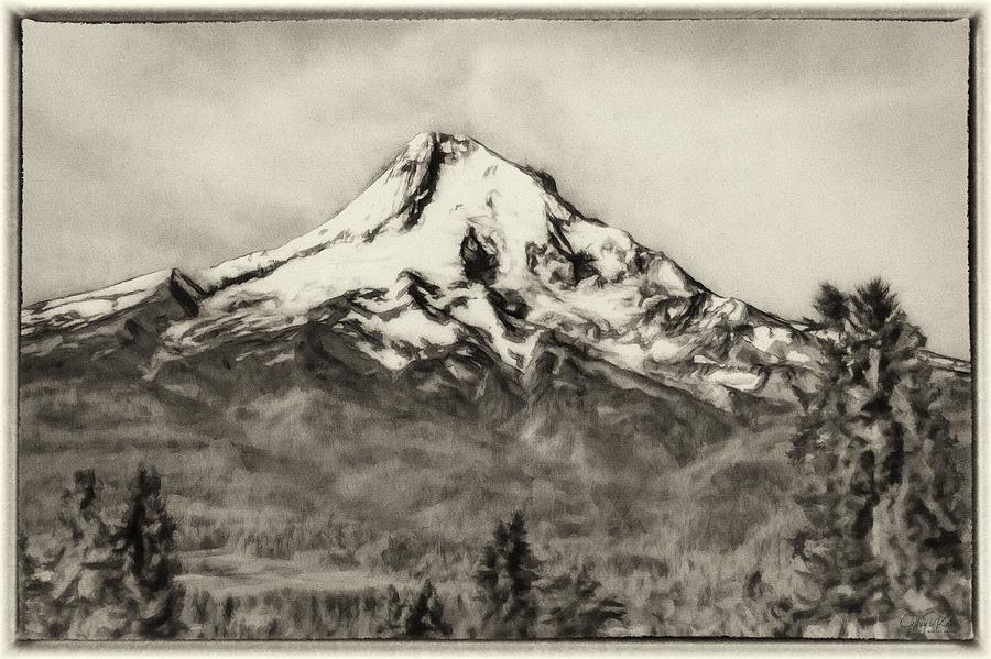 Mount Hood - Bw Painting