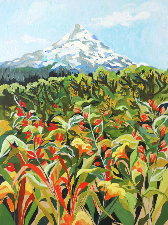 Mount Hood Garden Painting by Anisa Asakawa