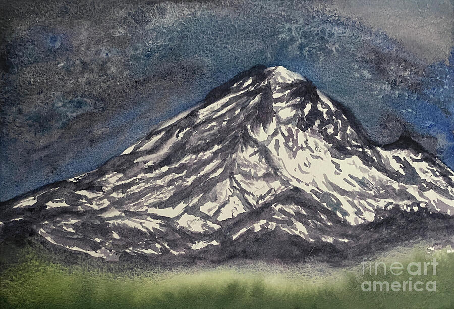 Mount Hood on a Cloudy Night Painting by Lisa Neuman Mount Hood on a Cloudy Night Painting by Lisa Neuman