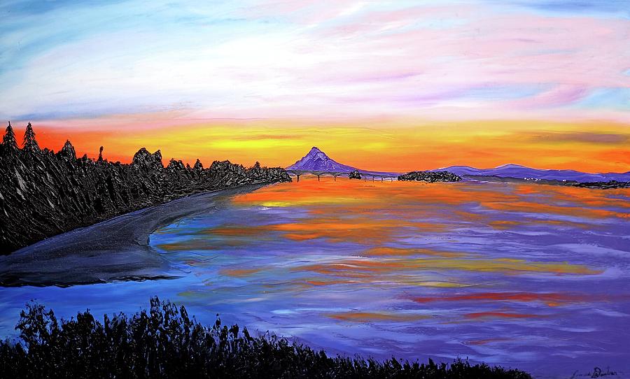 Mount Hood Over Wintler Beach  #1 Painting by James Dunbar