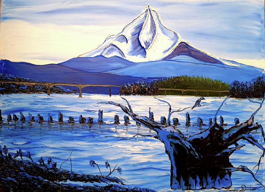 Mount Hood Over Wintler Beach  Painting by Dunbars Local Art Boutique