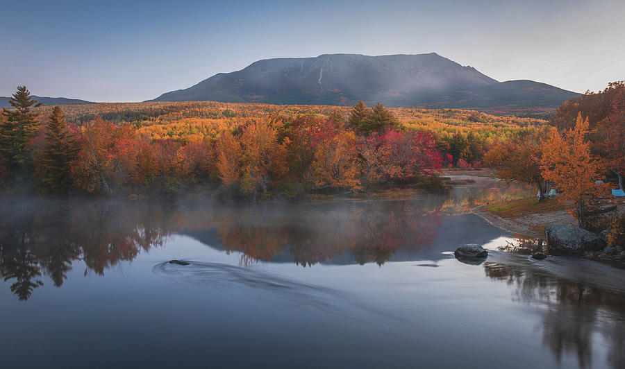 Mount Katahdin In Fall From Abol Bridge Photograph by Dan Sproul