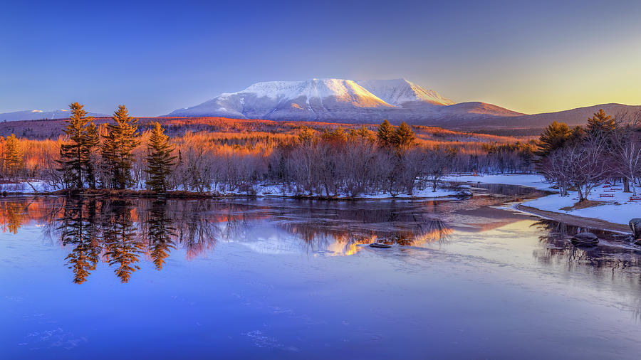 Mount Katahdin with Snow M1A7737-16x9 Photograph by Greg Hartford