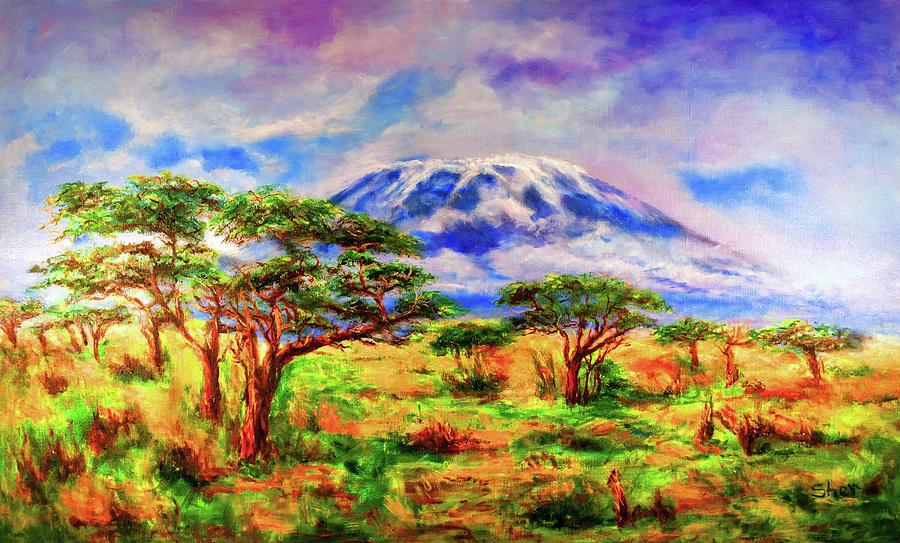 Mount Kilimanjaro Tanzania East Africa Painting by Sher Nasser Artist