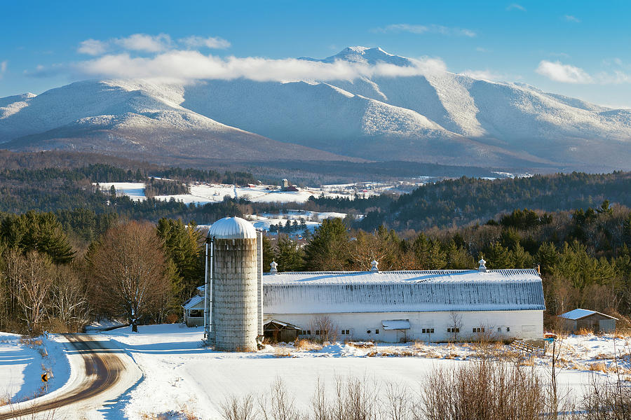 Mount Mansfield Winter Farmscape Photograph by Alan L Graham - Pixels