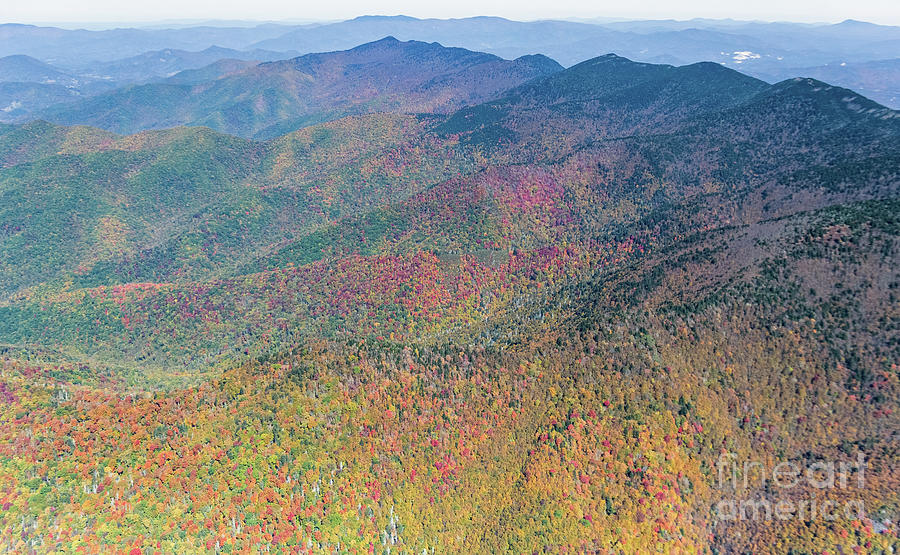 Mount Mitchell State Park Peak Autumn Colors Aerial View Photograph by David Oppenheimer