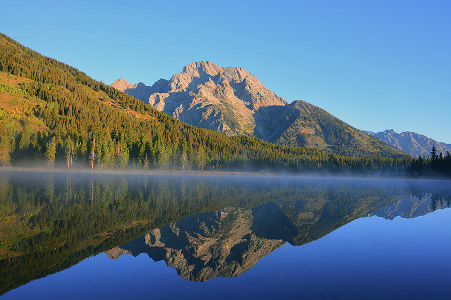 Mount Moran Alpenglow and String Lake 1 Photograph by Raymond Salani III