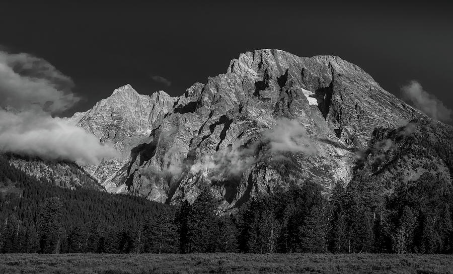 Mount Moran Black And White Photograph by Dan Sproul