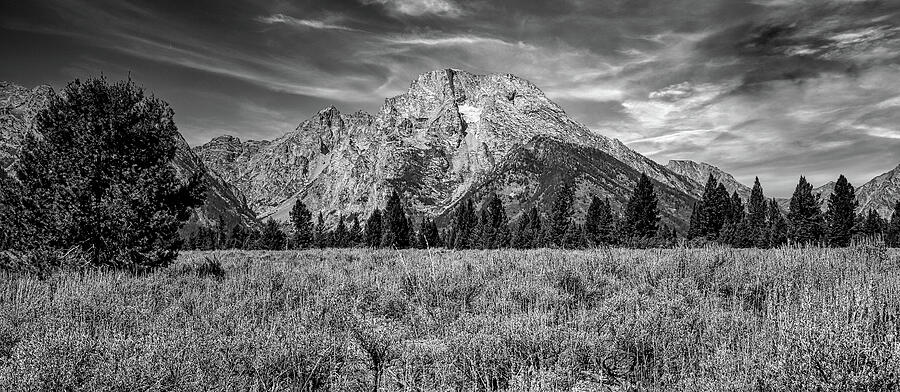 Mount Moran Landscape Black and White Photograph by Judy Vincent